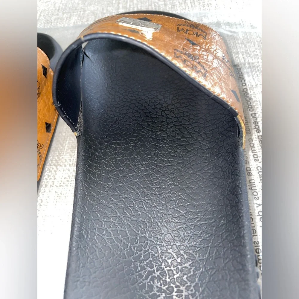 MCM Black and Brown Slide Sandals - Picture 11 of 16